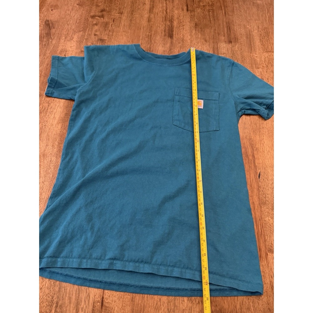 Carhartt Women's K87 Heavyweight Pocket T-Shirt XS Loose Fit Shaded Spruce Blue - Picture 4 of 6